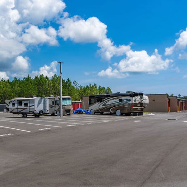 RVs parked at StorQuest Express Self Service Storage in Palm Coast, Florida