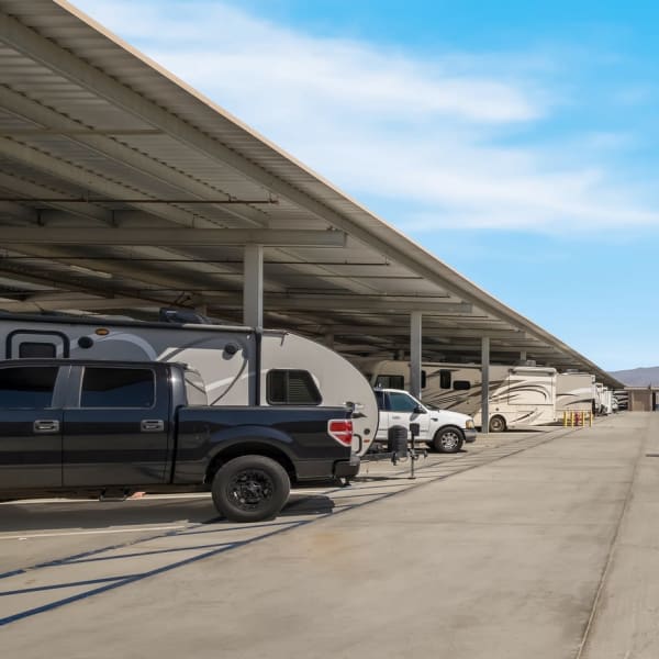 RVs and boats stored at StorQuest RV & Boat Storage in San Tan Valley, Arizona