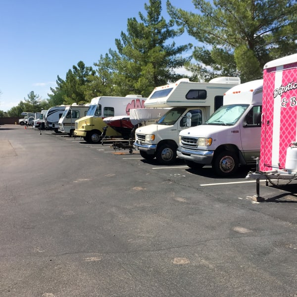 RVs parked at StorQuest Self Storage in Port Chester, New York