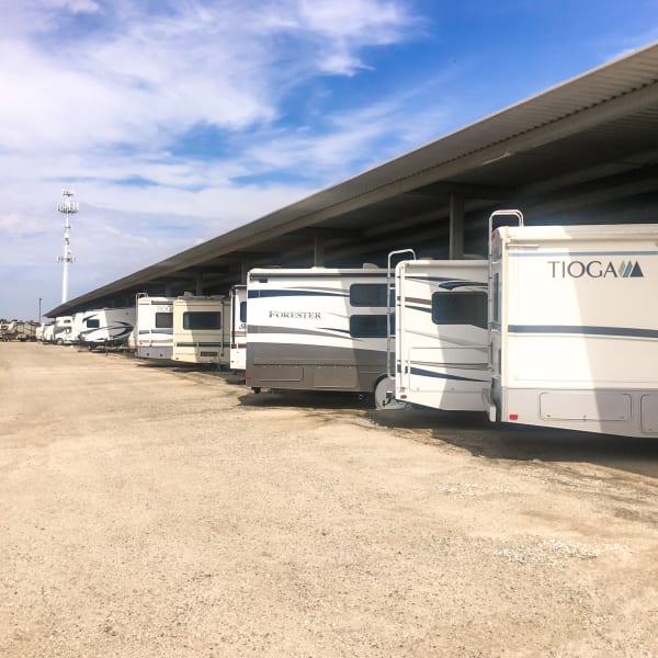 Covered RV, boat, and auto parking at StorQuest Self Storage in Reno, Nevada