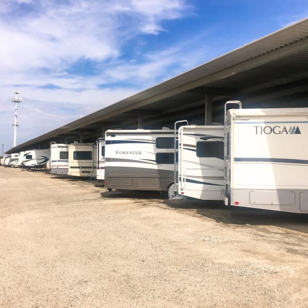 Covered RV parking at StorQuest Self Storage in Kyle, Texas