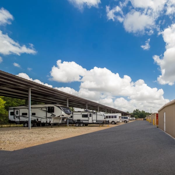 Covered RV, boat, and auto storage at StorQuest Self Storage in Sugar Land, Texas