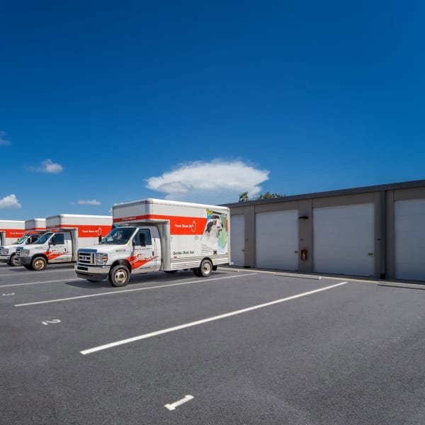 RV parking spaces and outdoor storage units at StorQuest Self Storage in Venice, Florida