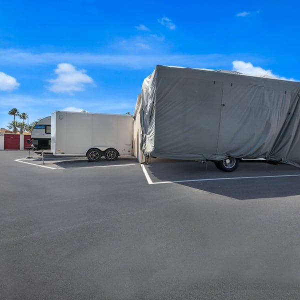 Outdoor auto parking spaces at StorQuest Self Storage in Temecula, California